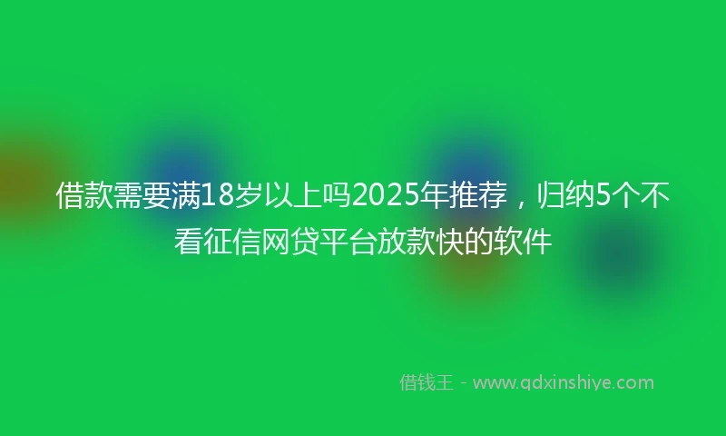 借款需要满18岁以上吗2025年推荐，归纳5个不看征信网贷平台放款快的软件
