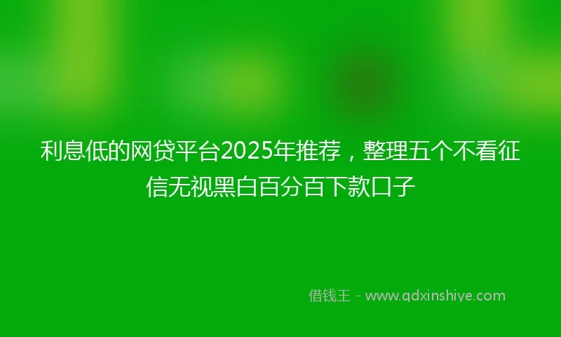 利息低的网贷平台2025年推荐，整理五个不看征信无视黑白百分百下款口子