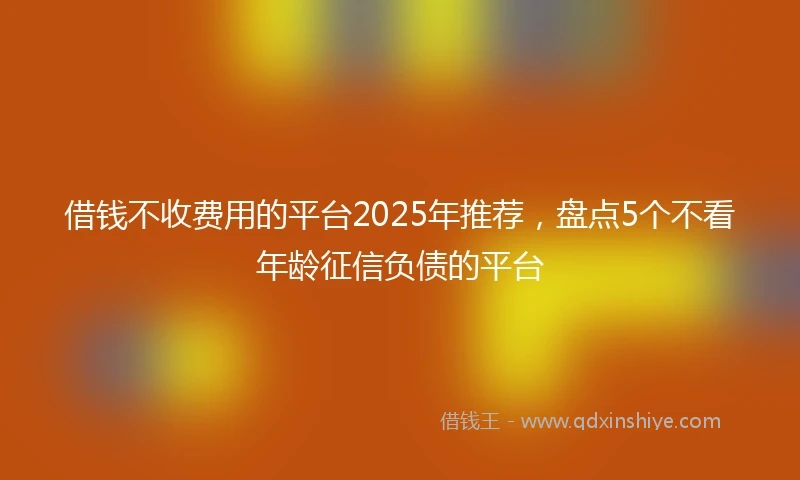 借钱不收费用的平台2025年推荐，盘点5个不看年龄征信负债的平台