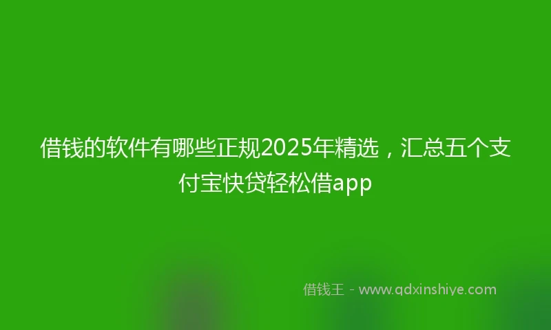 借钱的软件有哪些正规2025年精选，汇总五个支付宝快贷轻松借app