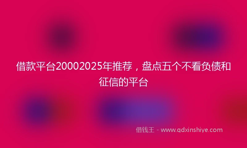 借款平台20002025年推荐，盘点五个不看负债和征信的平台