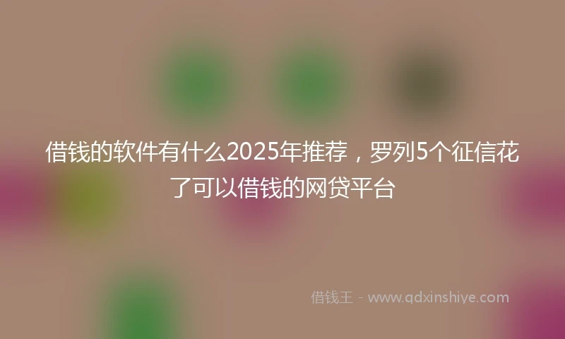 借钱的软件有什么2025年推荐，罗列5个征信花了可以借钱的网贷平台