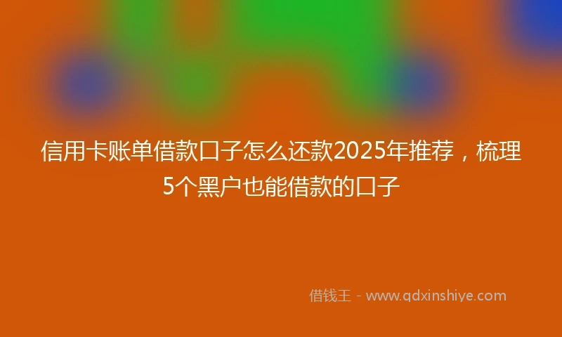 信用卡账单借款口子怎么还款2025年推荐，梳理5个黑户也能借款的口子