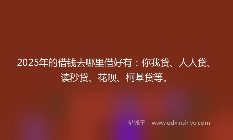 2025年的借钱去哪里借好有：你我贷、人人贷、读秒贷、花呗、柯基贷等。