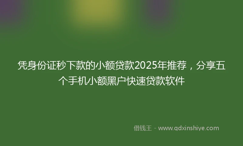 凭身份证秒下款的小额贷款2025年推荐，分享五个手机小额黑户快速贷款软件