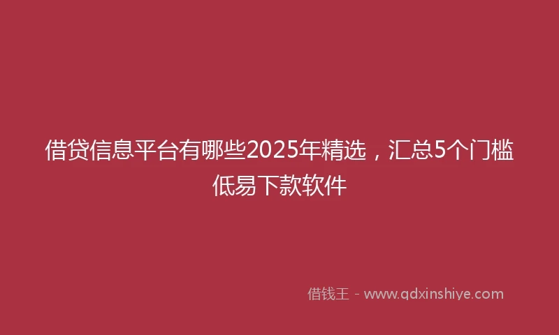 借贷信息平台有哪些2025年精选，汇总5个门槛低易下款软件