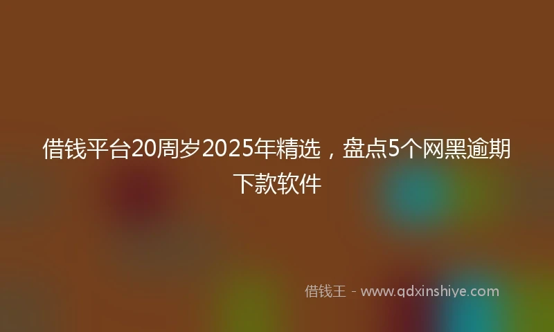 借钱平台20周岁2025年精选，盘点5个网黑逾期下款软件