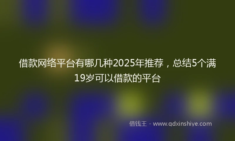 借款网络平台有哪几种2025年推荐，总结5个满19岁可以借款的平台