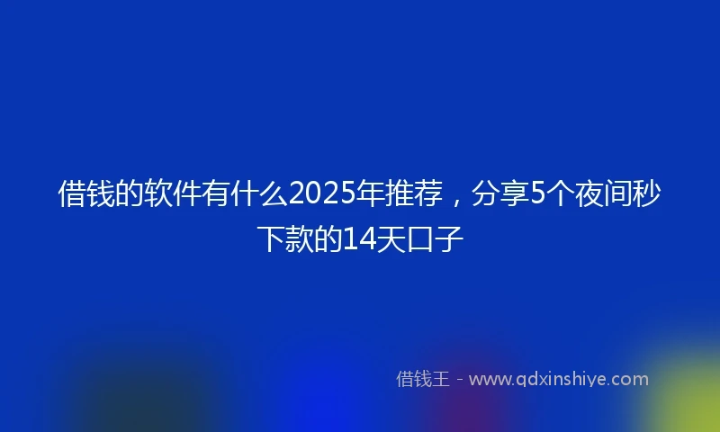 借钱的软件有什么2025年推荐，分享5个夜间秒下款的14天口子
