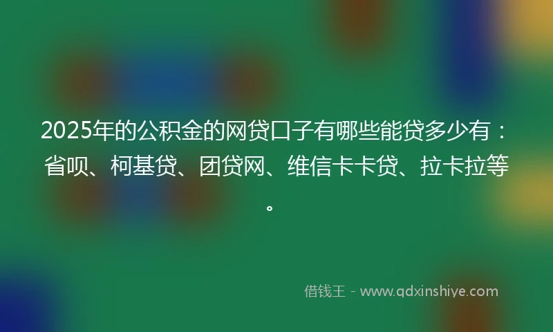 2025年的公积金的网贷口子有哪些能贷多少有：省呗、柯基贷、团贷网、维信卡卡贷、拉卡拉等。
