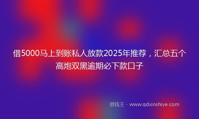 借5000马上到账私人放款2025年推荐，汇总五个高炮双黑逾期必下款口子
