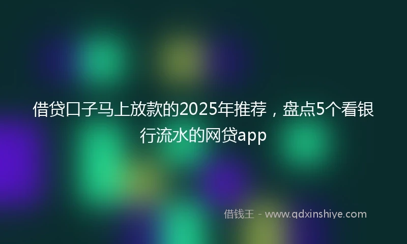借贷口子马上放款的2025年推荐，盘点5个看银行流水的网贷app