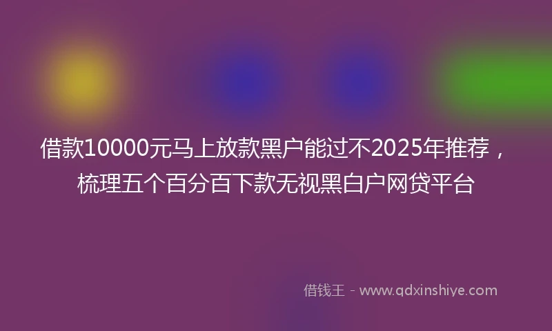 借款10000元马上放款黑户能过不2025年推荐，梳理五个百分百下款无视黑白户网贷平台
