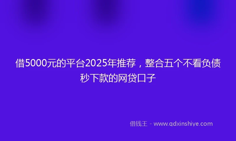借5000元的平台2025年推荐，整合五个不看负债秒下款的网贷口子