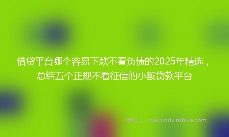 借贷平台哪个容易下款不看负债的2025年精选，总结五个正规不看征信的小额贷款平台