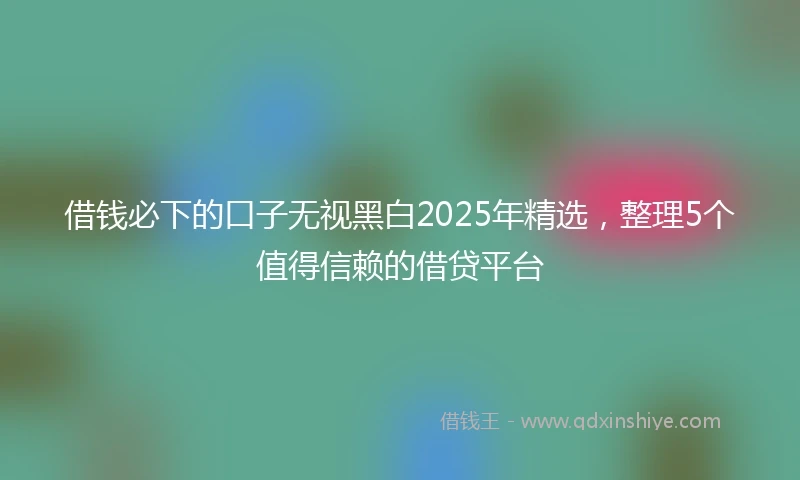 借钱必下的口子无视黑白2025年精选，整理5个值得信赖的借贷平台