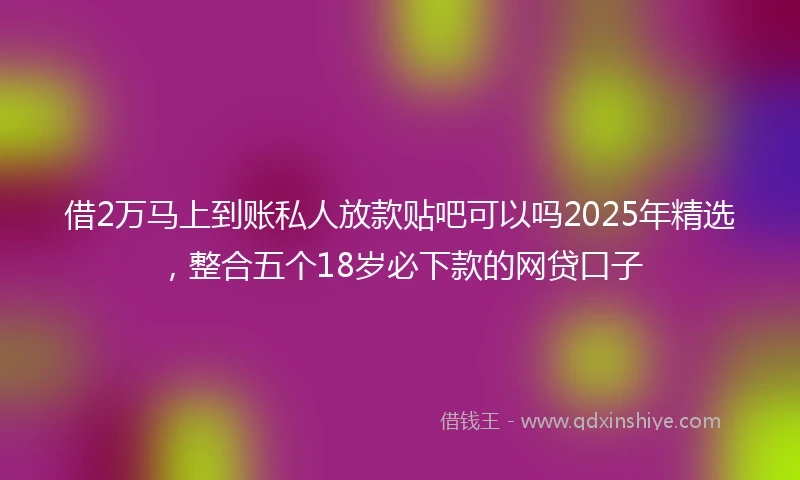 借2万马上到账私人放款贴吧可以吗2025年精选，整合五个18岁必下款的网贷口子