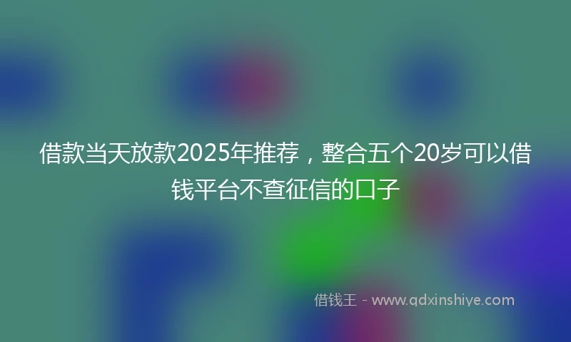 借款当天放款2025年推荐，整合五个20岁可以借钱平台不查征信的口子