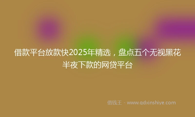借款平台放款快2025年精选，盘点五个无视黑花半夜下款的网贷平台