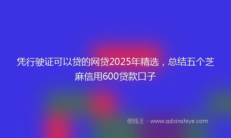 凭行驶证可以贷的网贷2025年精选，总结五个芝麻信用600贷款口子
