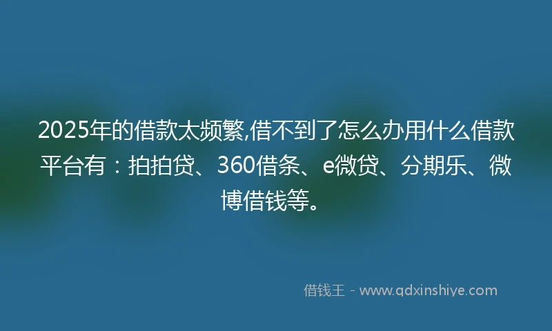 2025年的借款太频繁,借不到了怎么办用什么借款平台有：拍拍贷、360借条、e微贷、分期乐、微博借钱等。