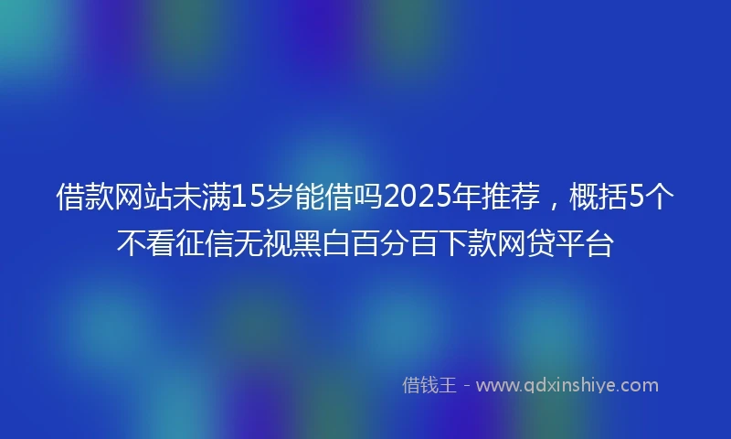 借款网站未满15岁能借吗2025年推荐，概括5个不看征信无视黑白百分百下款网贷平台