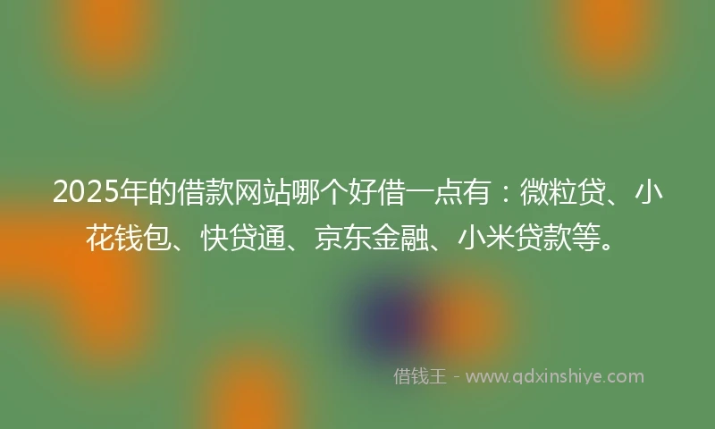 2025年的借款网站哪个好借一点有：微粒贷、小花钱包、快贷通、京东金融、小米贷款等。