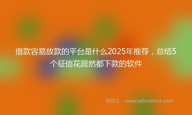借款容易放款的平台是什么2025年推荐，总结5个征信花居然都下款的软件
