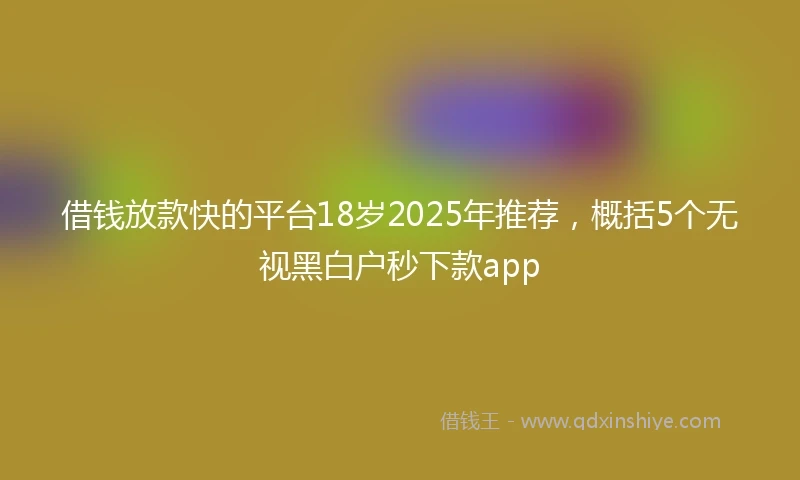 借钱放款快的平台18岁2025年推荐，概括5个无视黑白户秒下款app