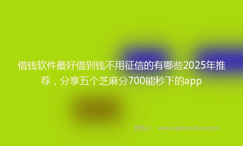 借钱软件最好借到钱不用征信的有哪些2025年推荐，分享五个芝麻分700能秒下的app