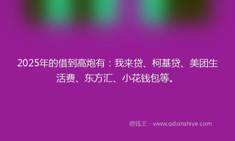 2025年的借到高炮有：我来贷、柯基贷、美团生活费、东方汇、小花钱包等。