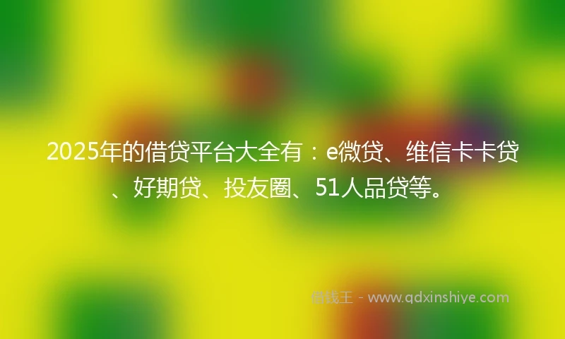 2025年的借贷平台大全有：e微贷、维信卡卡贷、好期贷、投友圈、51人品贷等。