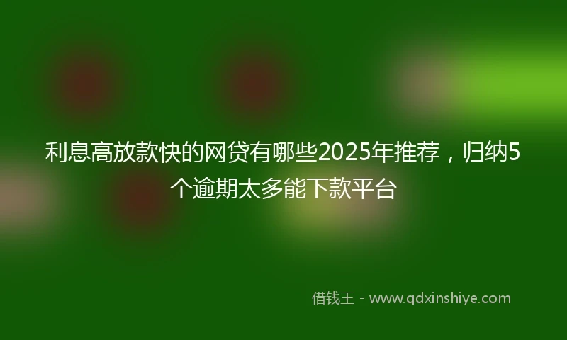 利息高放款快的网贷有哪些2025年推荐，归纳5个逾期太多能下款平台