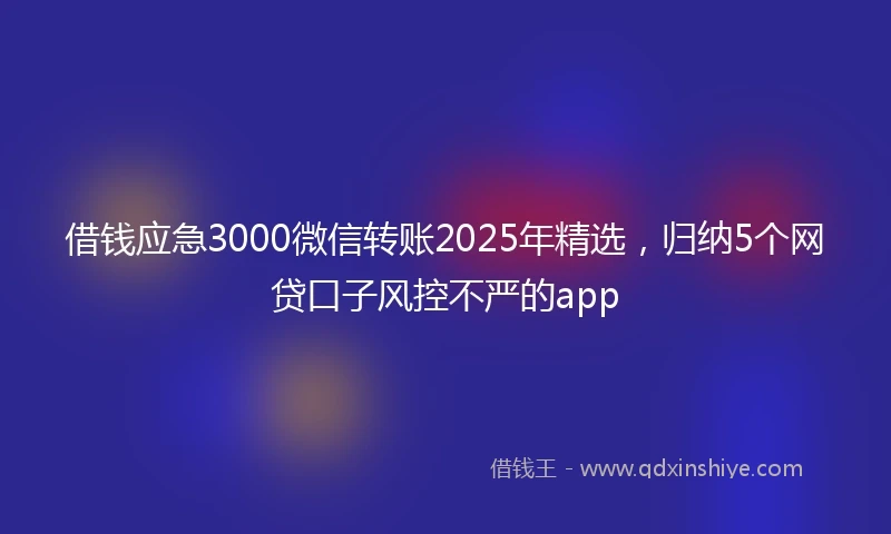 借钱应急3000微信转账2025年精选，归纳5个网贷口子风控不严的app