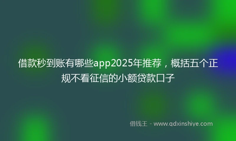 借款秒到账有哪些app2025年推荐，概括五个正规不看征信的小额贷款口子