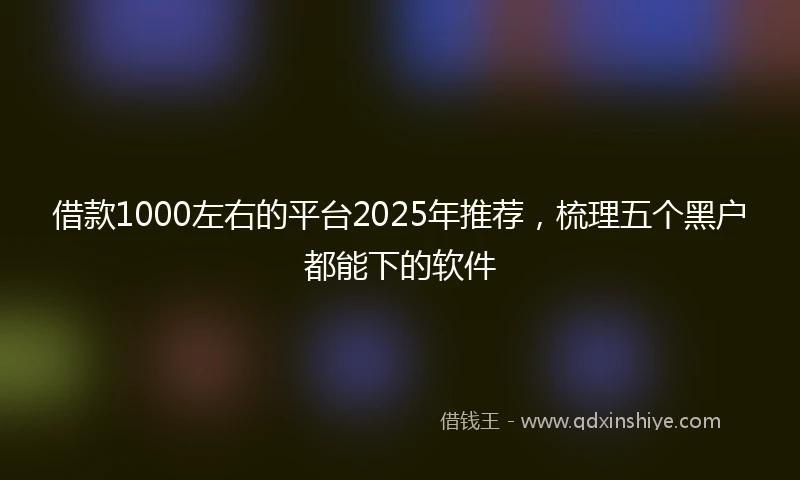 借款1000左右的平台2025年推荐，梳理五个黑户都能下的软件