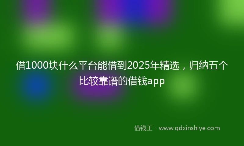 借1000块什么平台能借到2025年精选,归纳五个比较靠谱的借钱app