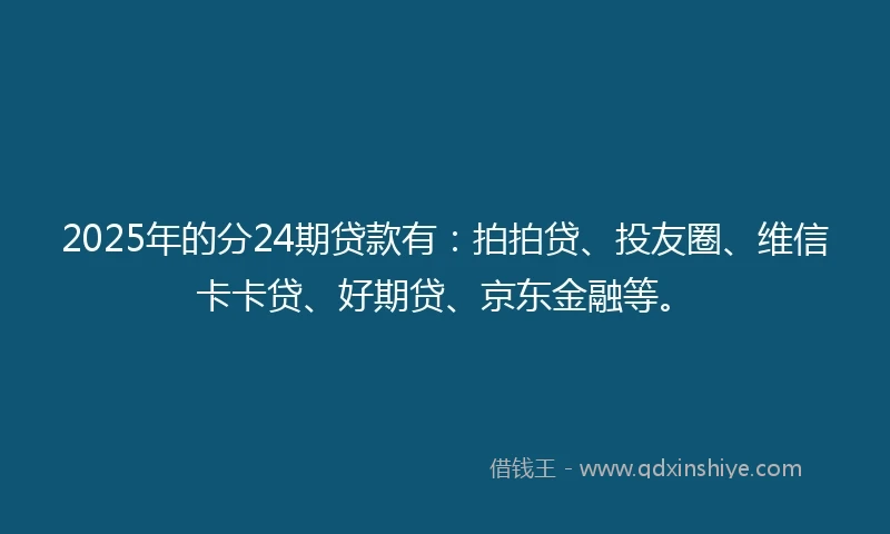2025年的分24期贷款有：拍拍贷、投友圈、维信卡卡贷、好期贷、京东金融等。