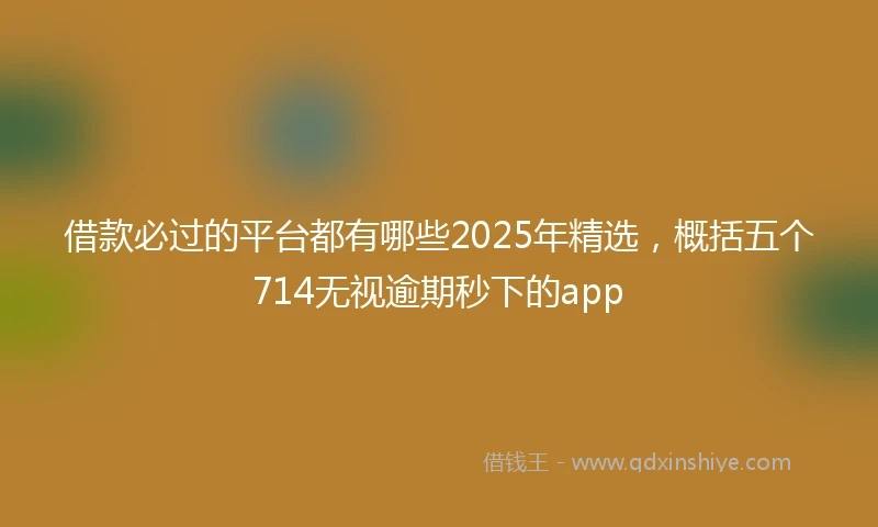 借款必过的平台都有哪些2025年精选，概括五个714无视逾期秒下的app