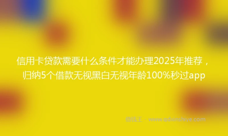 信用卡贷款需要什么条件才能办理2025年推荐，归纳5个借款无视黑白无视年龄100%秒过app