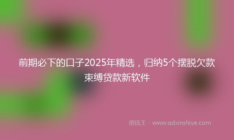 前期必下的口子2025年精选，归纳5个摆脱欠款束缚贷款新软件