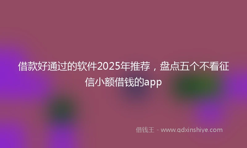 借款好通过的软件2025年推荐，盘点五个不看征信小额借钱的app