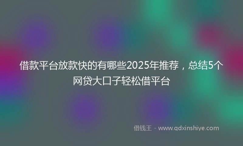 借款平台放款快的有哪些2025年推荐，总结5个网贷大口子轻松借平台