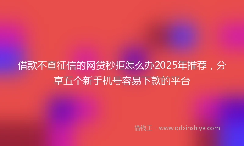 借款不查征信的网贷秒拒怎么办2025年推荐，分享五个新手机号容易下款的平台