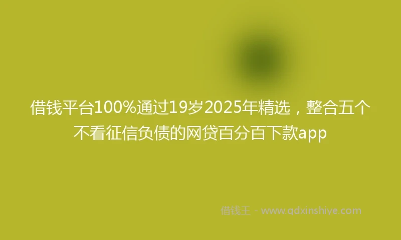借钱平台100%通过19岁2025年精选，整合五个不看征信负债的网贷百分百下款app
