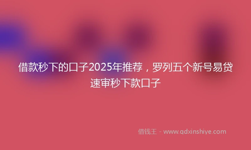 借款秒下的口子2025年推荐，罗列五个新号易贷速审秒下款口子