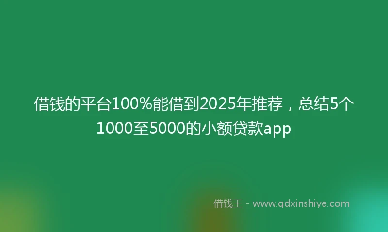 借钱的平台100%能借到2025年推荐，总结5个1000至5000的小额贷款app