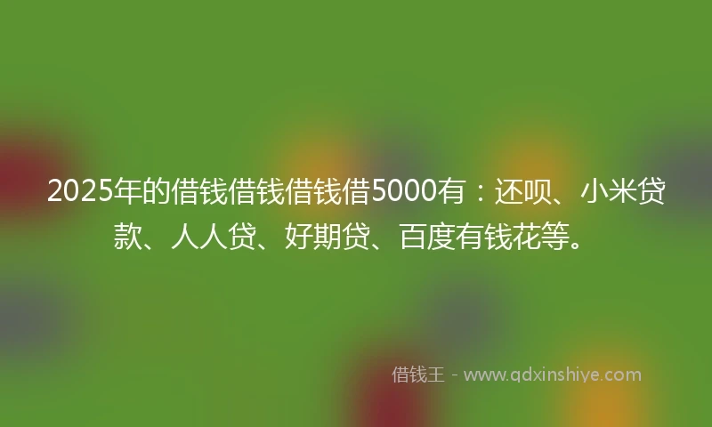 2025年的借钱借钱借钱借5000有：还呗、小米贷款、人人贷、好期贷、百度有钱花等。
