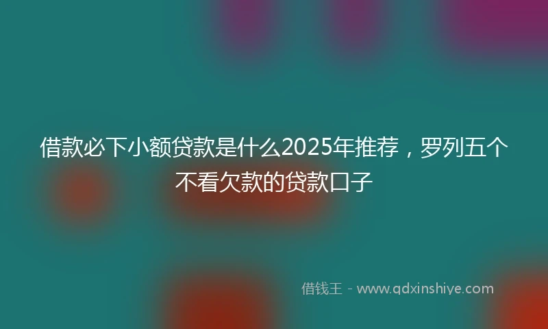 借款必下小额贷款是什么2025年推荐，罗列五个不看欠款的贷款口子