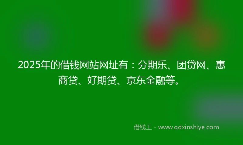 2025年的借钱网站网址有：分期乐、团贷网、惠商贷、好期贷、京东金融等。